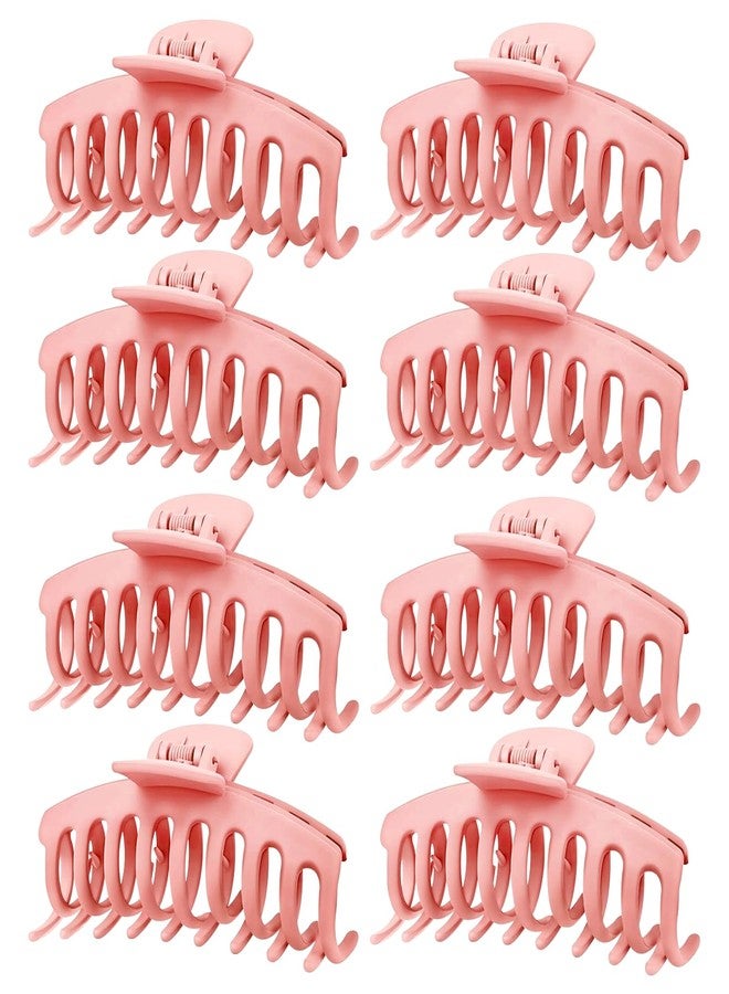 TOCESS Hair Claw Clips for Women - 8PK Large Neutral Matte Jumbo Hair Clips for Thick, Thin, Long, Short, Curly Hair Girls, Big Jaw Clip Set for Daily Use (Deep Pink) - Image 1